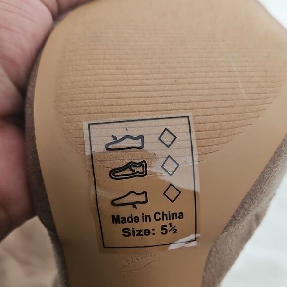 Shoe Republic LA Tan Over-the-Knee Boots with Stiletto Heel - Picture 9 of 16